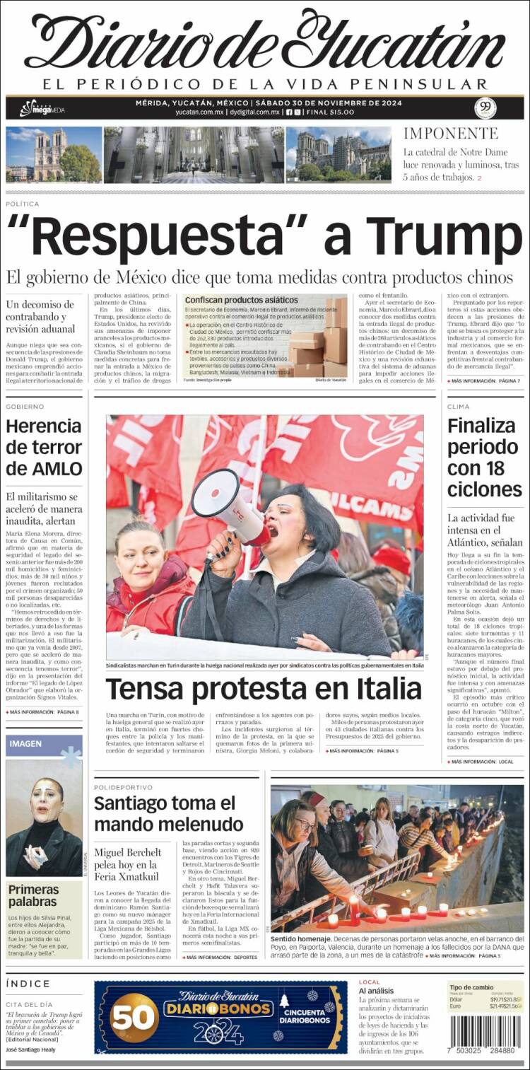 Portada de Diario de Yucatán (Mexico)