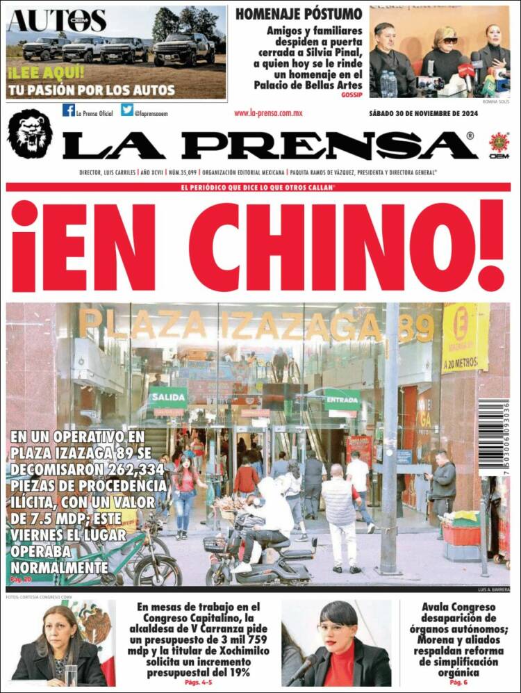 Portada de La Prensa (Mexico)