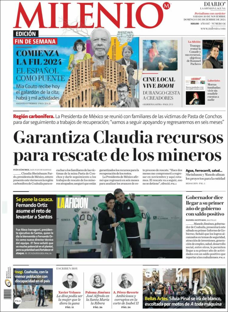 Portada de Milenio - Laguna (Mexico)