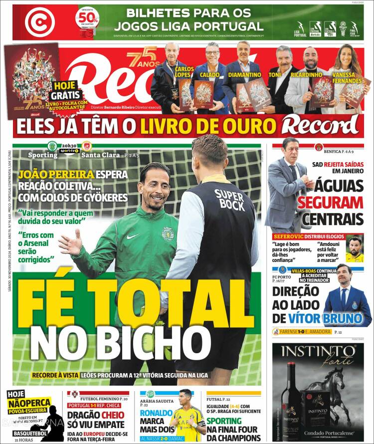 Portada de Jornal de Negócios (Portugal)