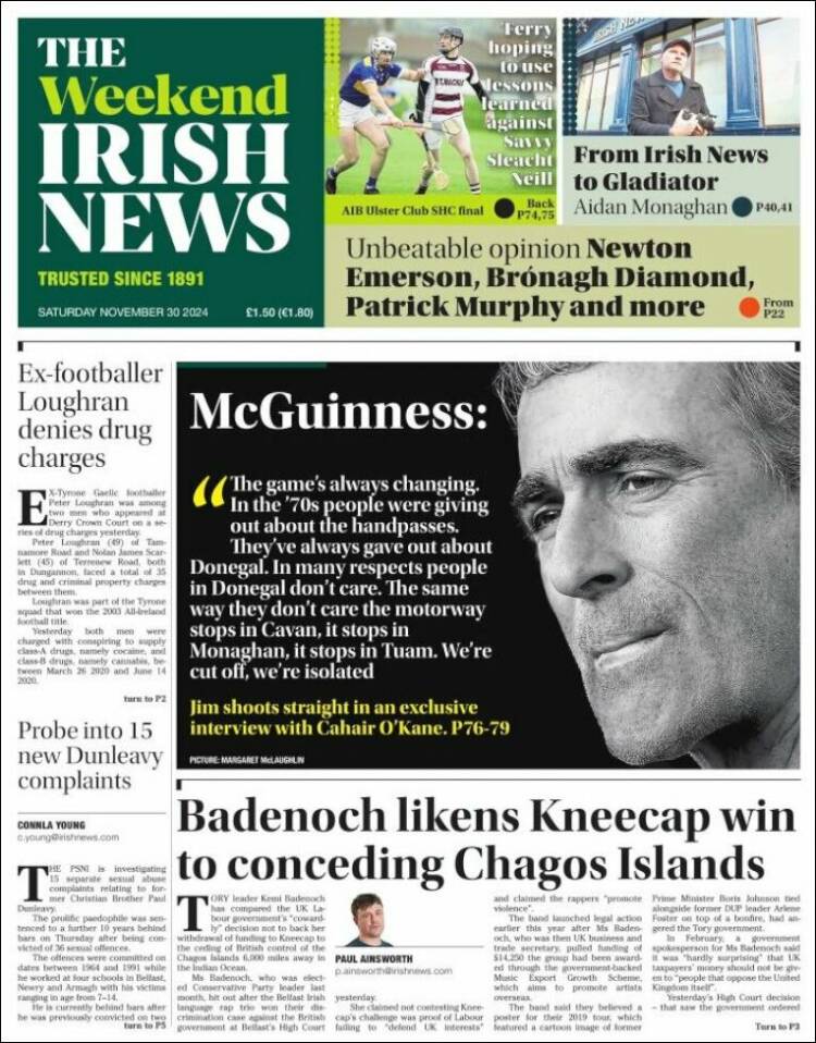 Portada de Irish News (United Kingdom)