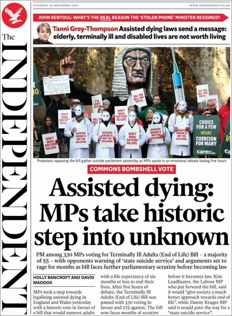 Portada de The Independent (United Kingdom)