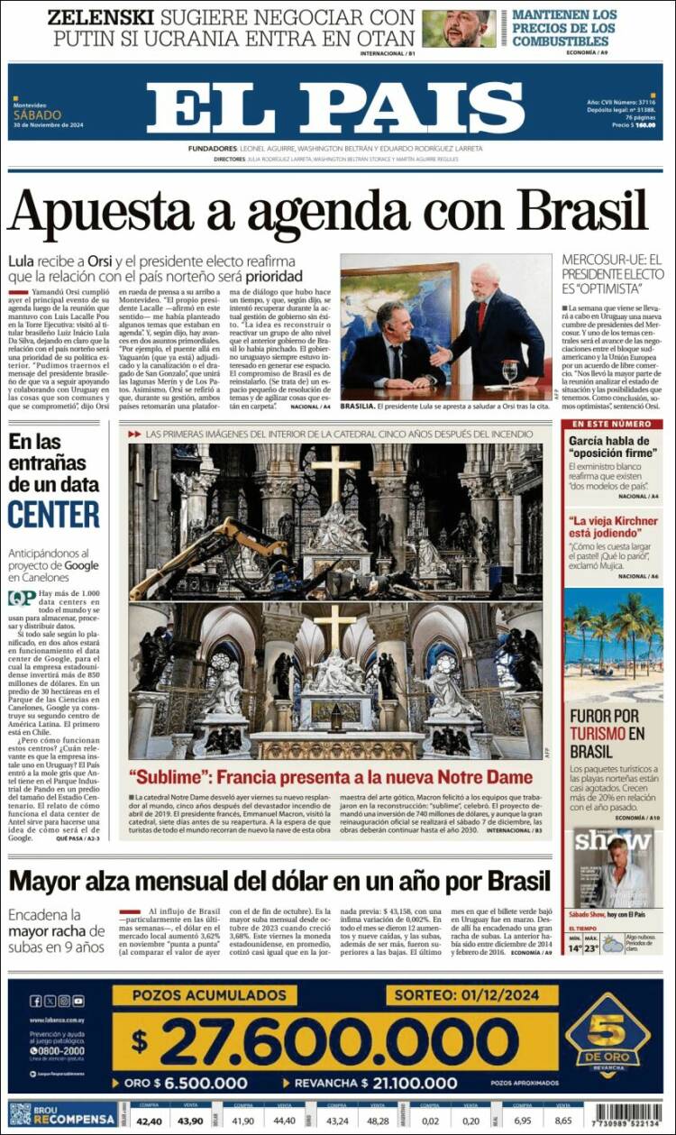 Portada de El País (Uruguay)