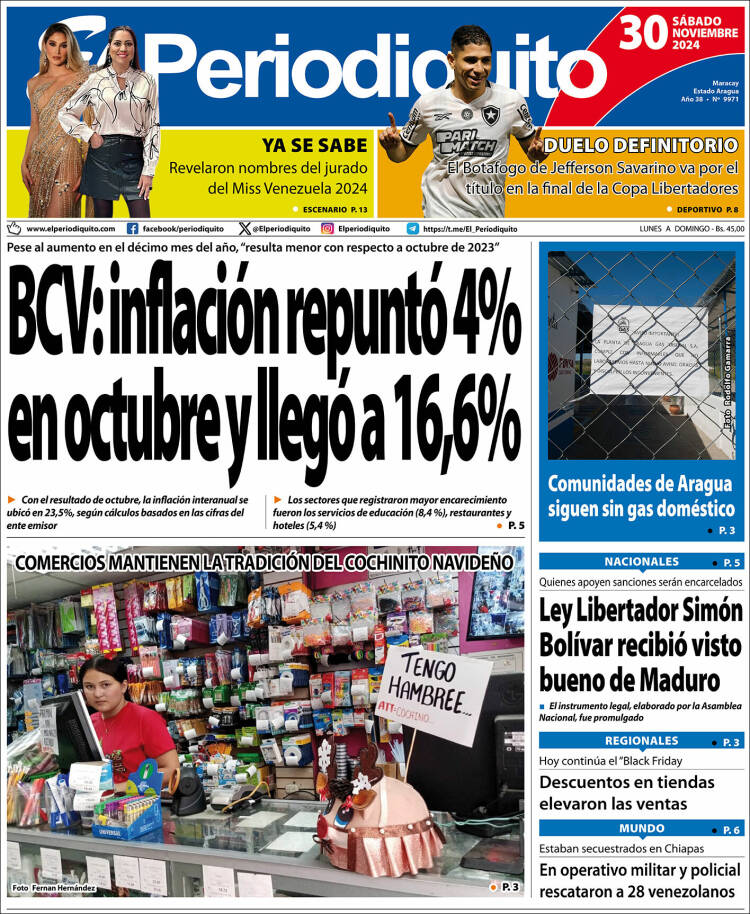 Portada de Periodiquito de Aragua (Venezuela)