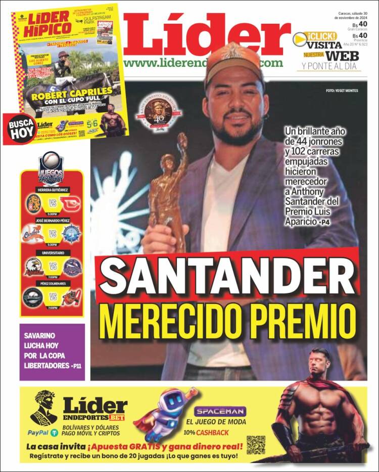 Portada de Lider en deportes (Venezuela)
