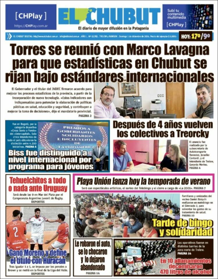 Portada de El Chubut (Argentina)