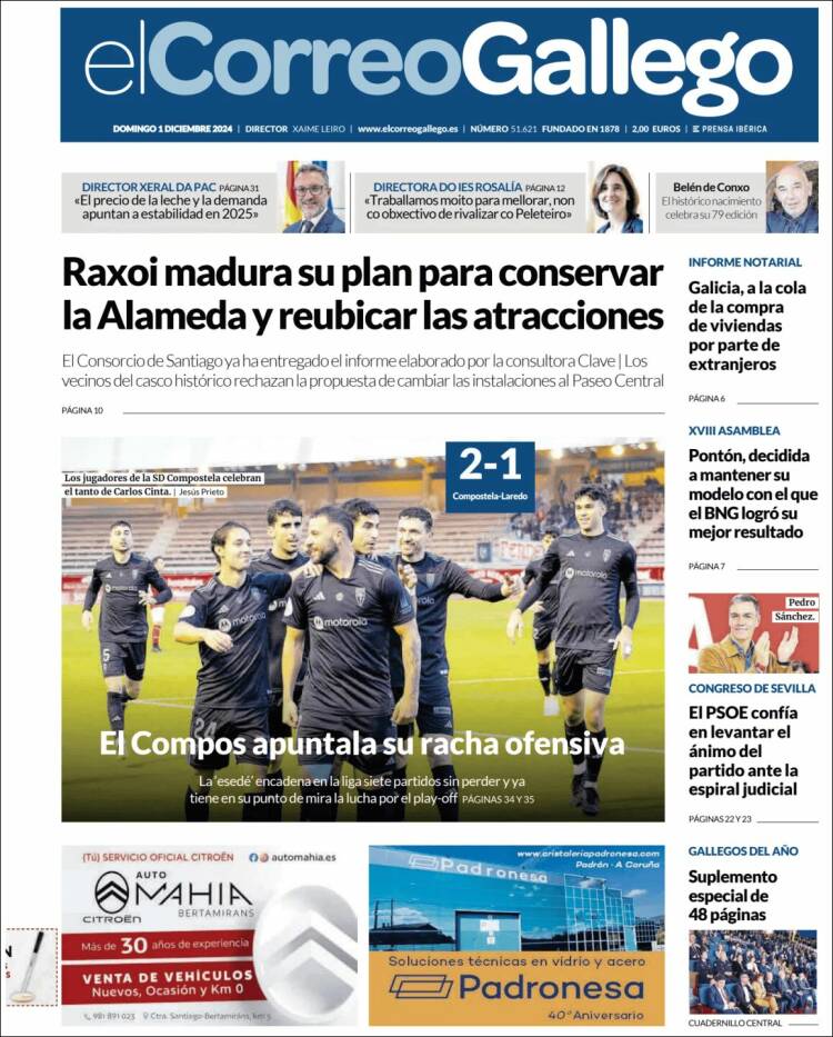 Portada de El Correo Gallego (España)