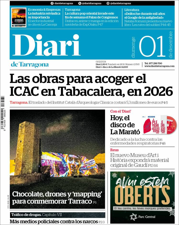 Portada de Diari de Tarragona (España)