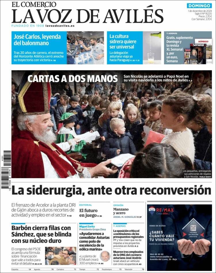 Portada de El Comercio - Avilés (España)