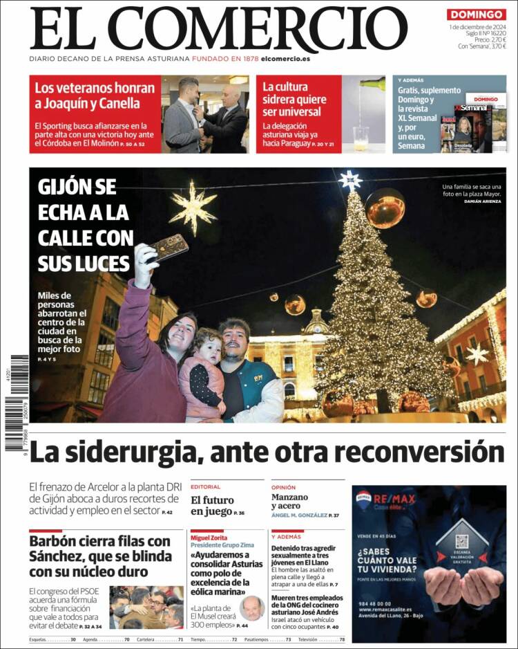 Portada de El Comercio - Gijón (España)