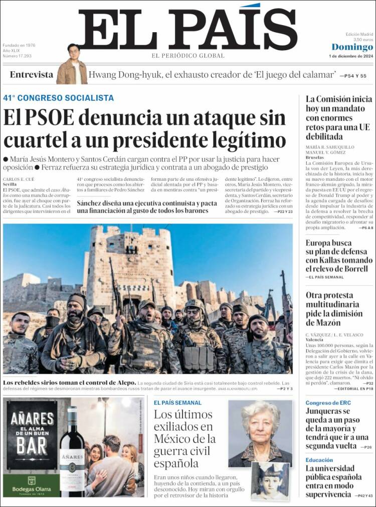 Portada de El País (España)