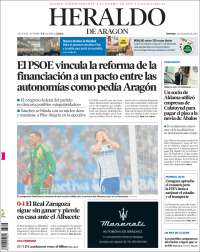 Portada de Heraldo de Aragón (España)