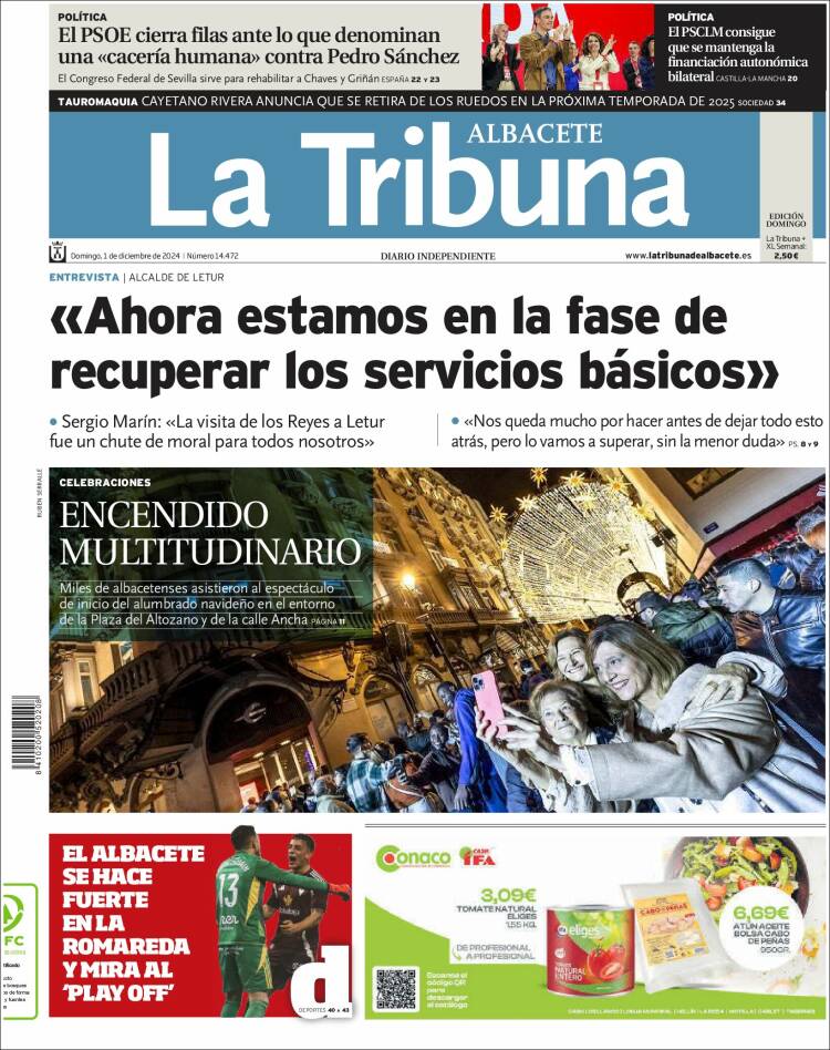 Portada de La Tribuna de Albacete (España)