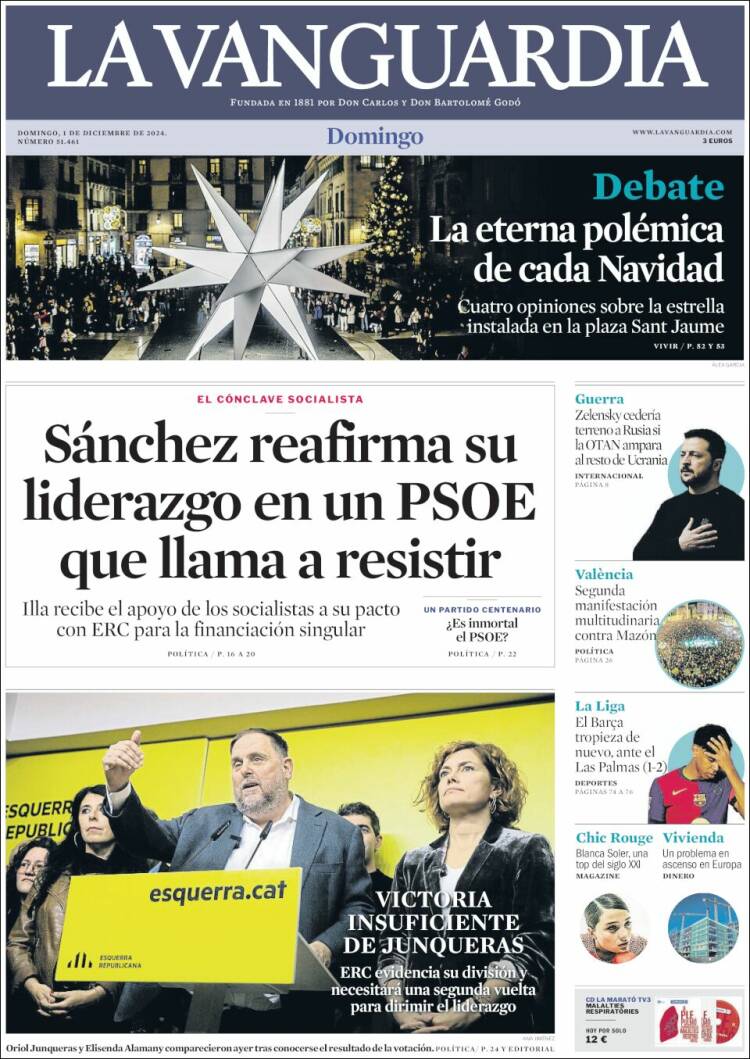 Portada de La Vanguardia (España)