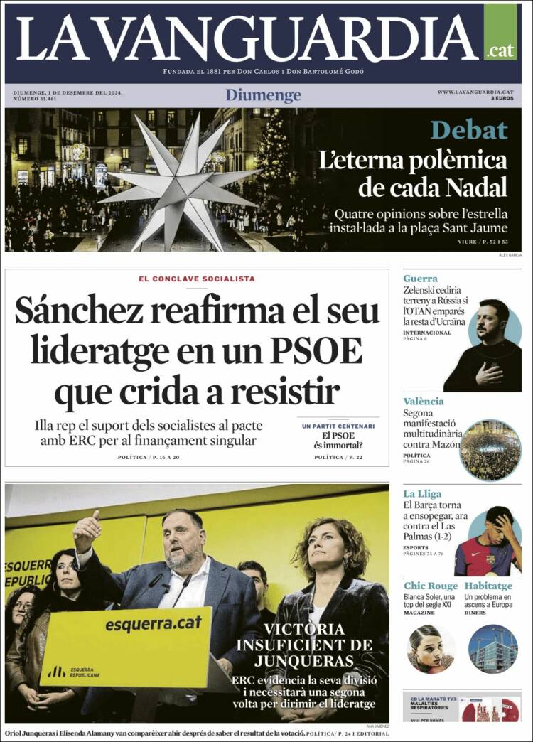 Portada de La Vanguardia (España)