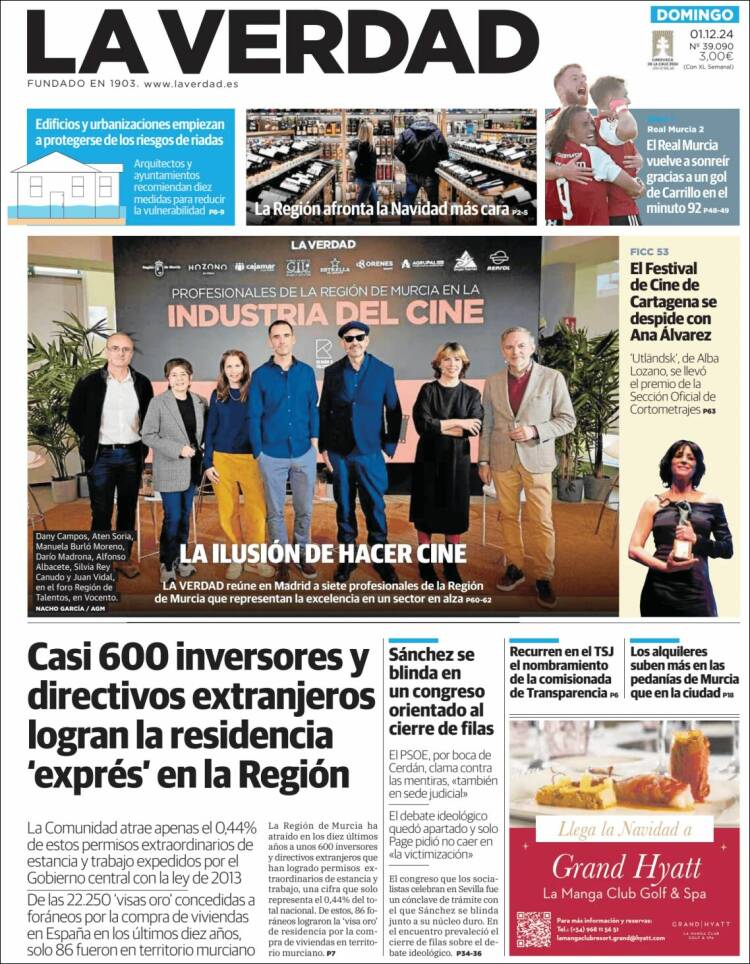 Portada de La Verdad de Murcia (España)