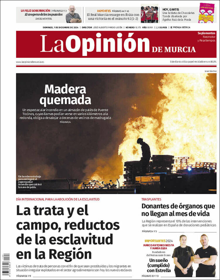 Portada de La Opinión de Murcia (España)