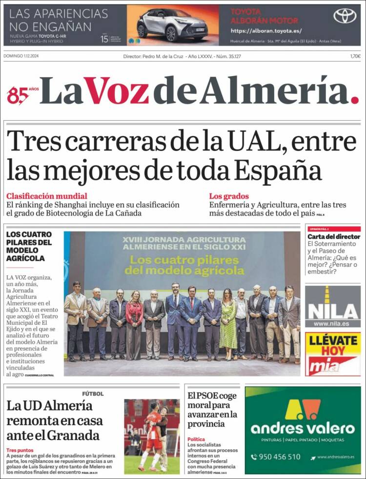Portada de La Voz de Almería (España)