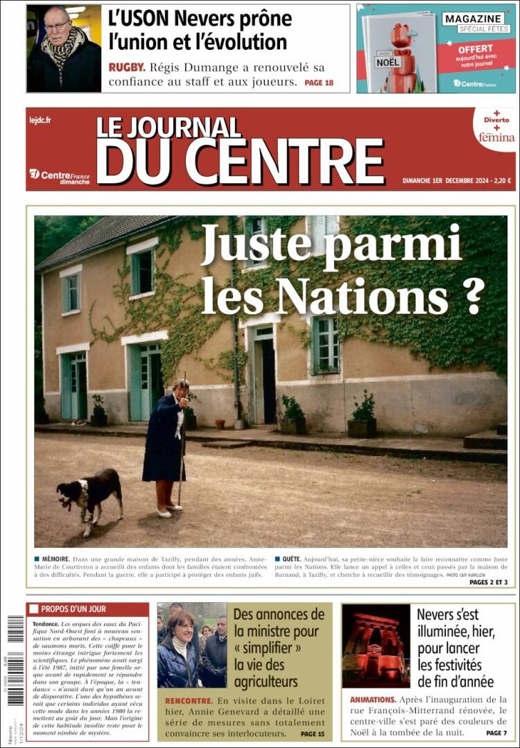 Portada de Le Journal du Centre (Francia)