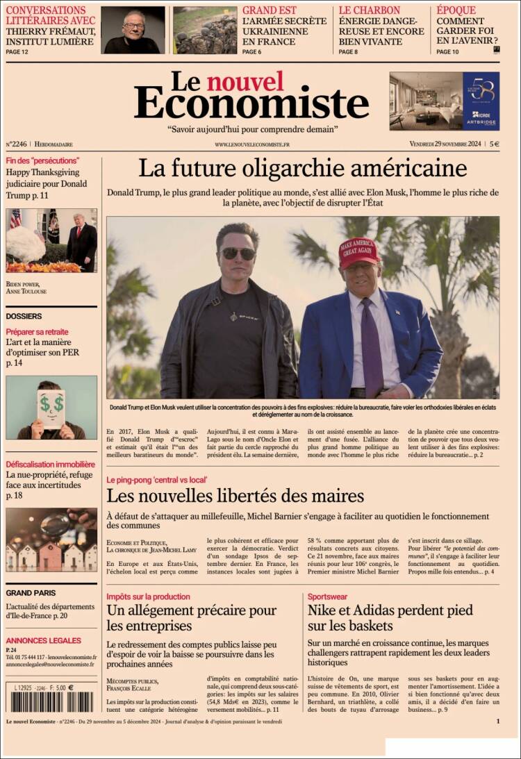 Portada de Le nouvel Economiste (Francia)