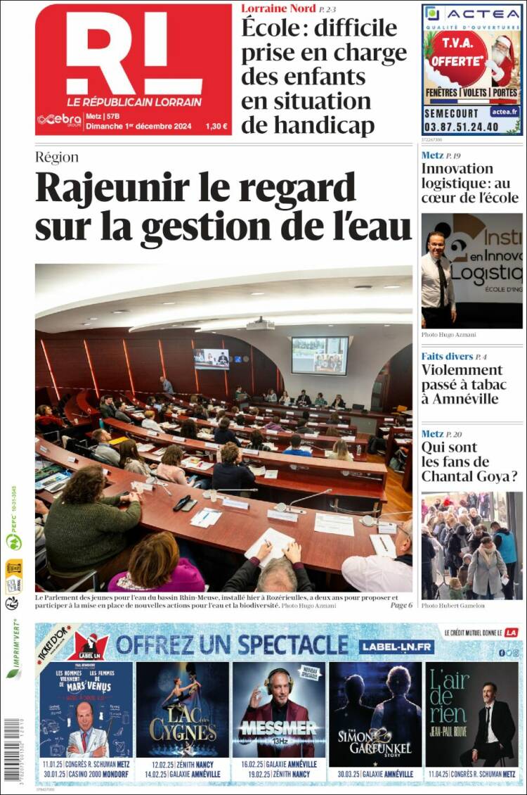 Portada de Le Republicain Lorrain (Francia)