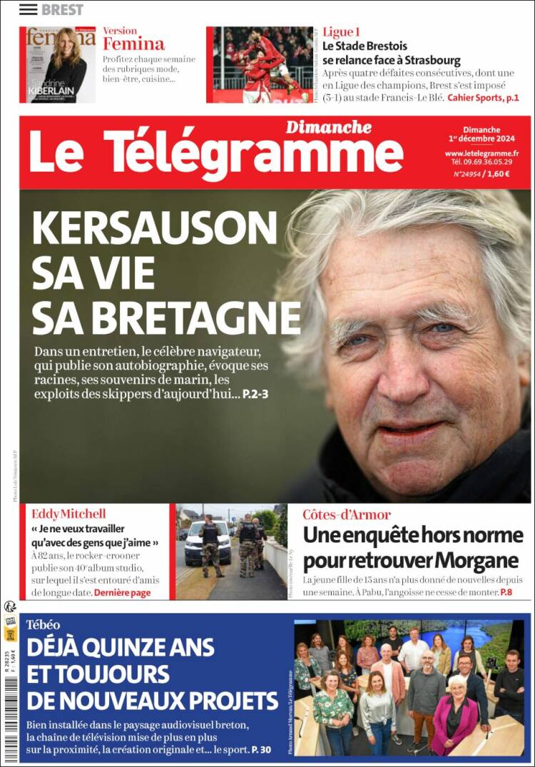 Portada de Télégramme (Francia)