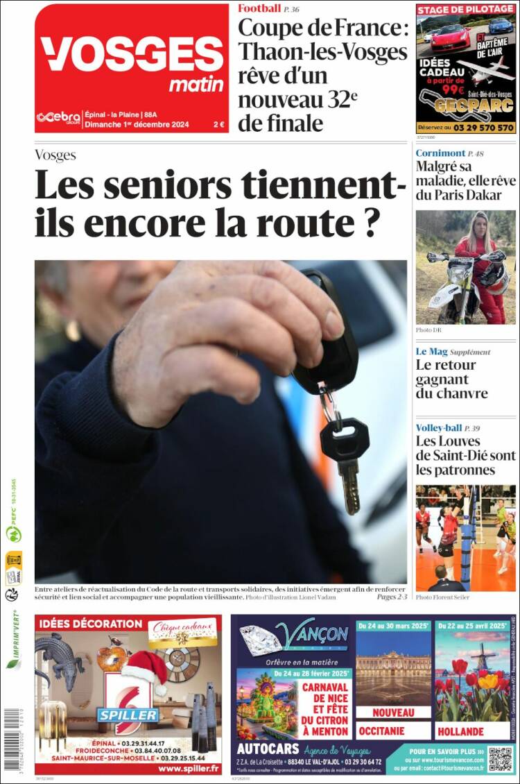 Portada de Vosges Matin (Francia)