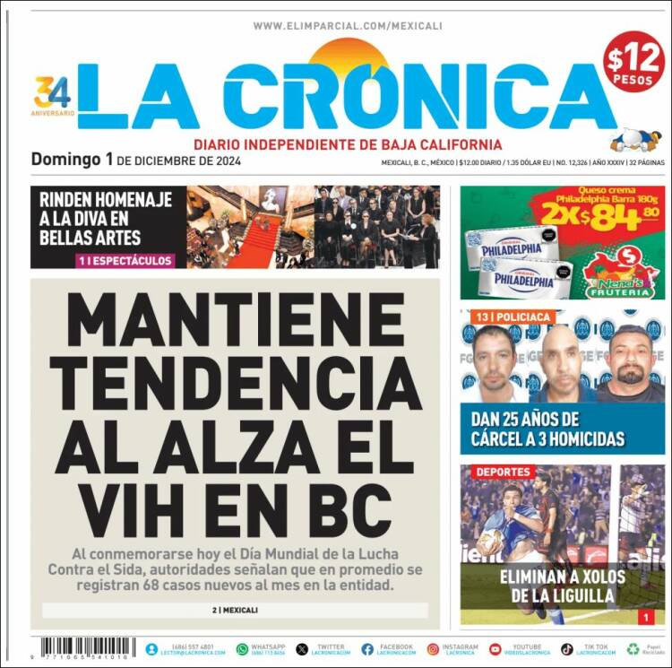 Portada de La Crónica de Baja California (México)