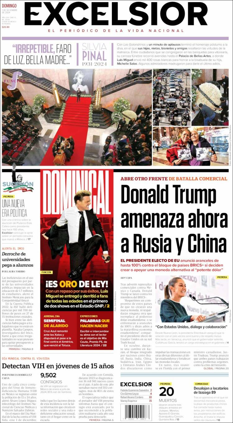 Portada de Excelsior (México)