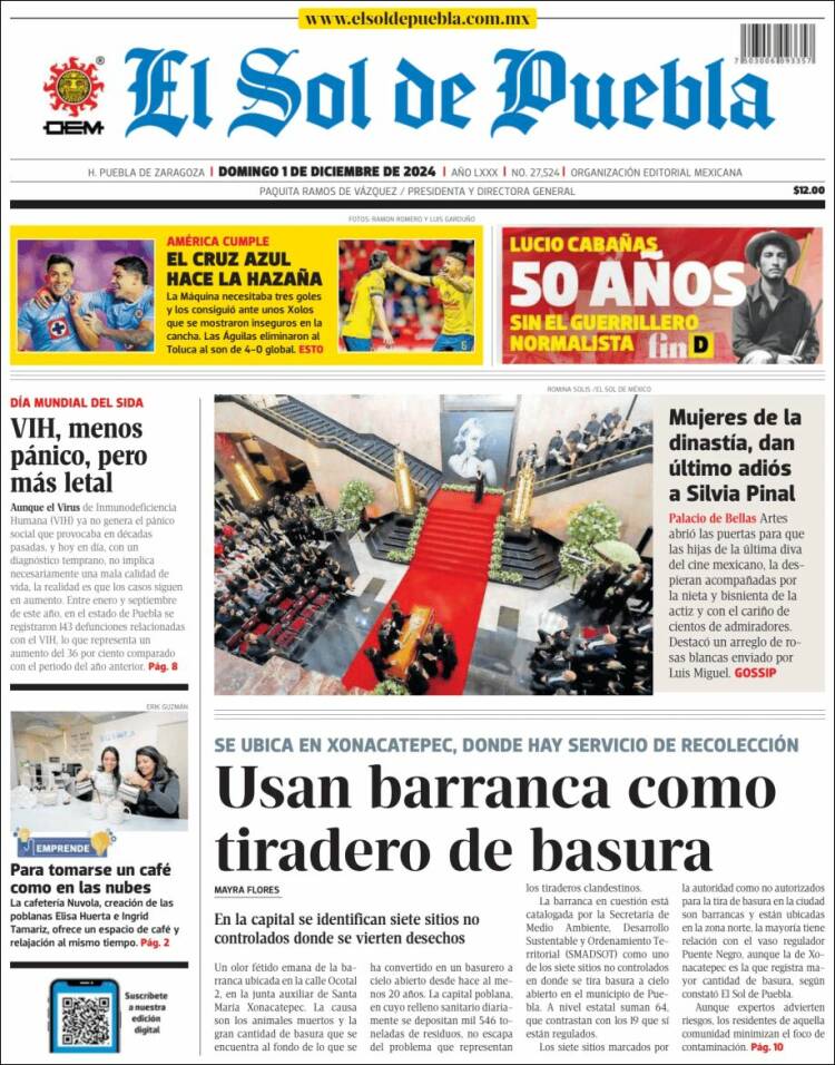 Portada de El Sol de Puebla (México)