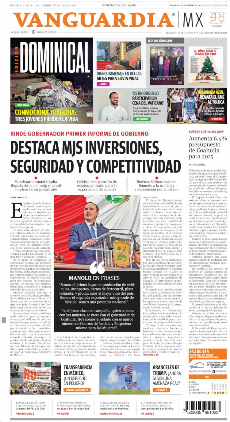 Portada de Vanguardia (México)
