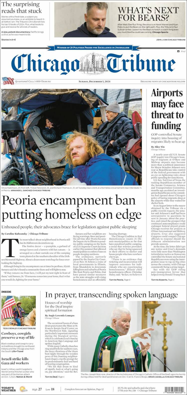 Portada de Chicago Tribune (USA)