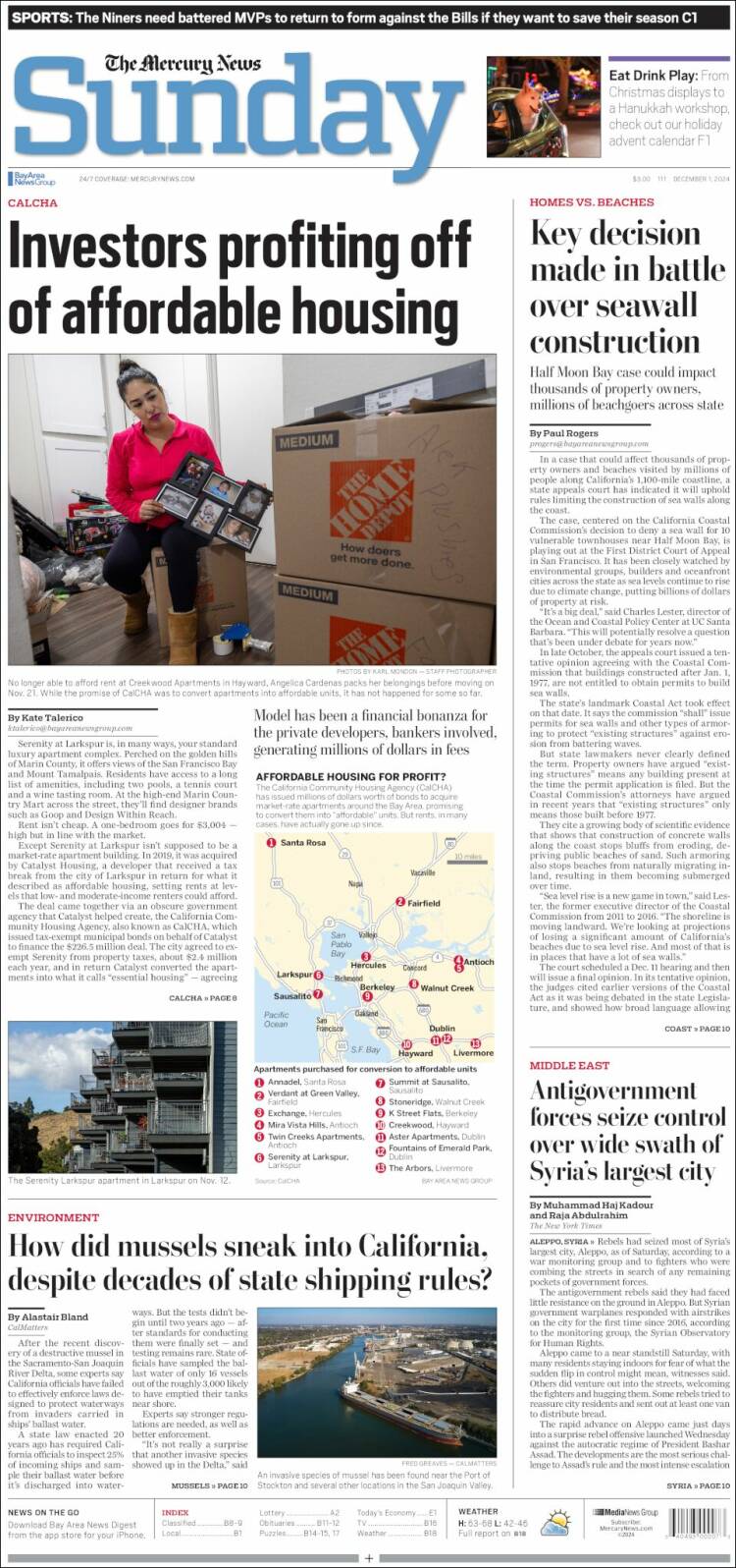 Portada de San Jose Mercury News (USA)