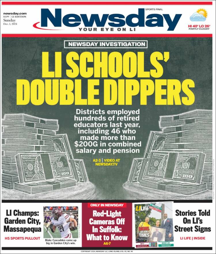 Portada de Newsday (USA)