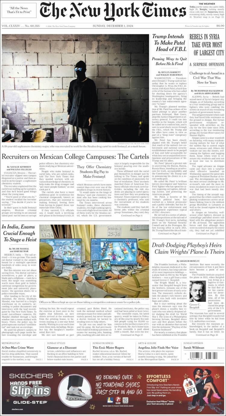 Portada de New York Times (USA)