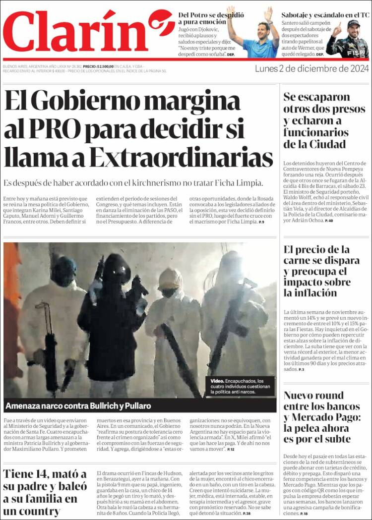Portada de Clarín (Argentina)