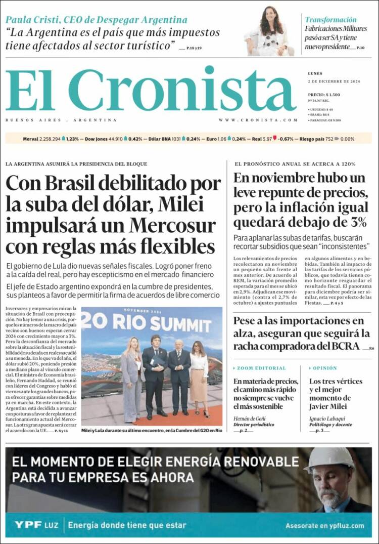 Portada de El Cronista Comercial (Argentina)