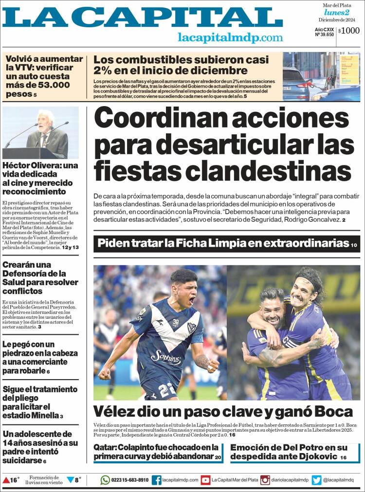 Portada de Diario La Capital - Mar del Plata (Argentina)