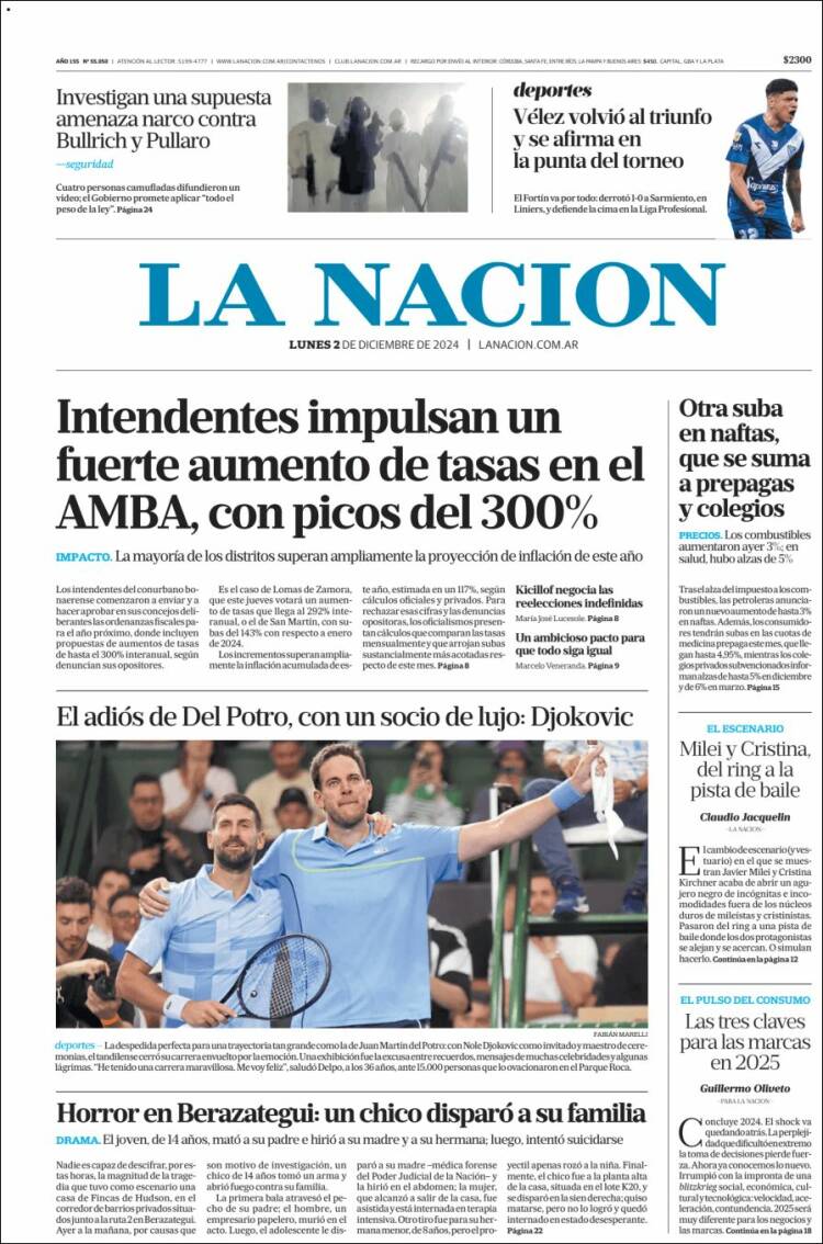 Portada de La Nación (Argentina)