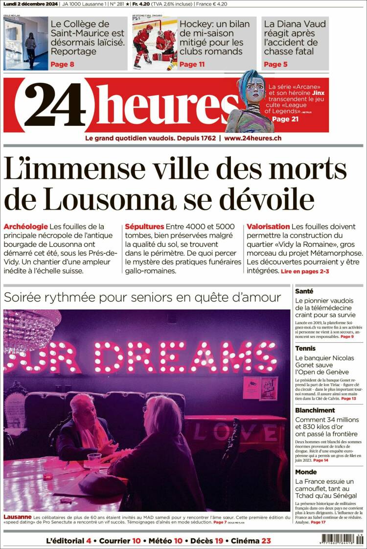 Portada de 24 Heures (Suiza)