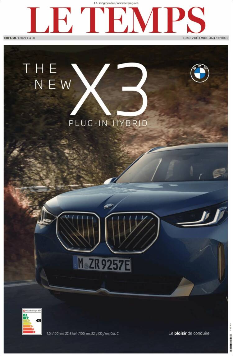 Portada de Le Matin (Suiza)