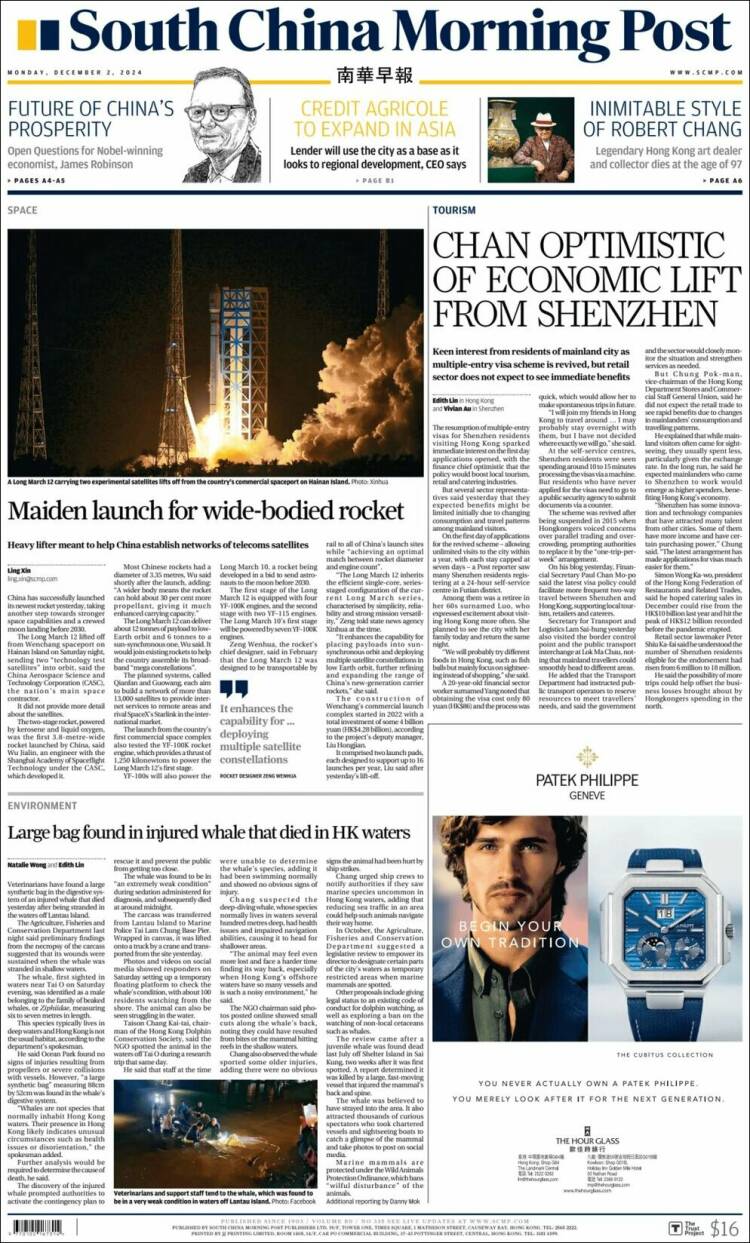 Portada de South China Morning Post (China)