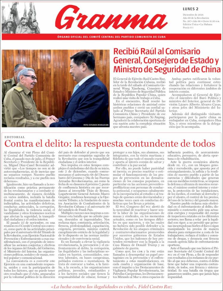 Portada de Granma (Cuba)