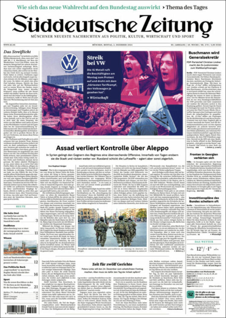 Portada de Sueddeutsche (Alemania)