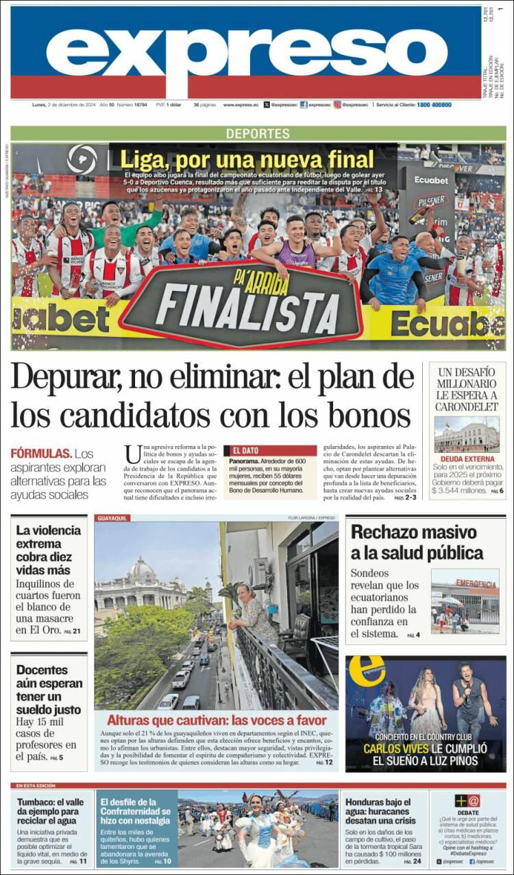 Portada de Expreso (Ecuador)