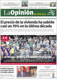 Portada de La Opinión de Málaga (España)