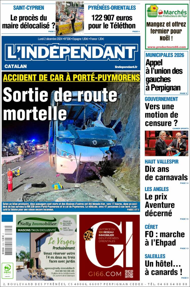 Portada de Le Indépendant (Francia)