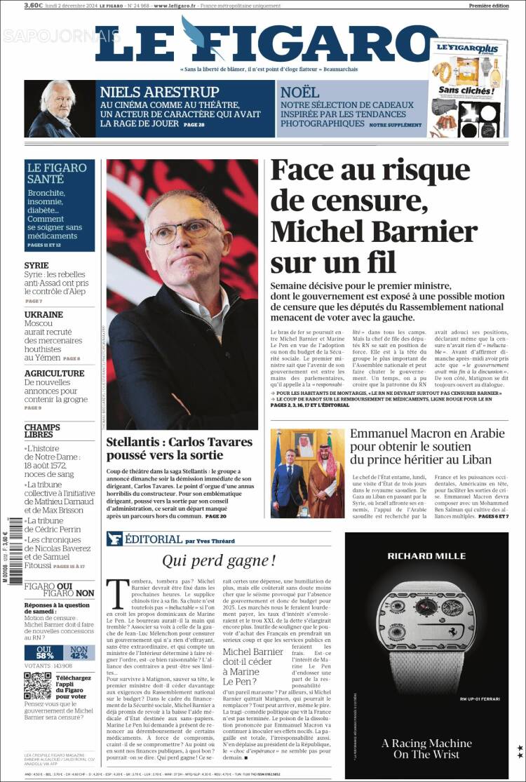 Portada de Le Figaro (Francia)