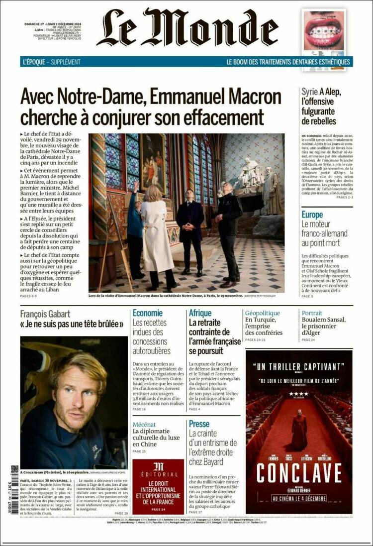 Portada de Le Monde (Francia)