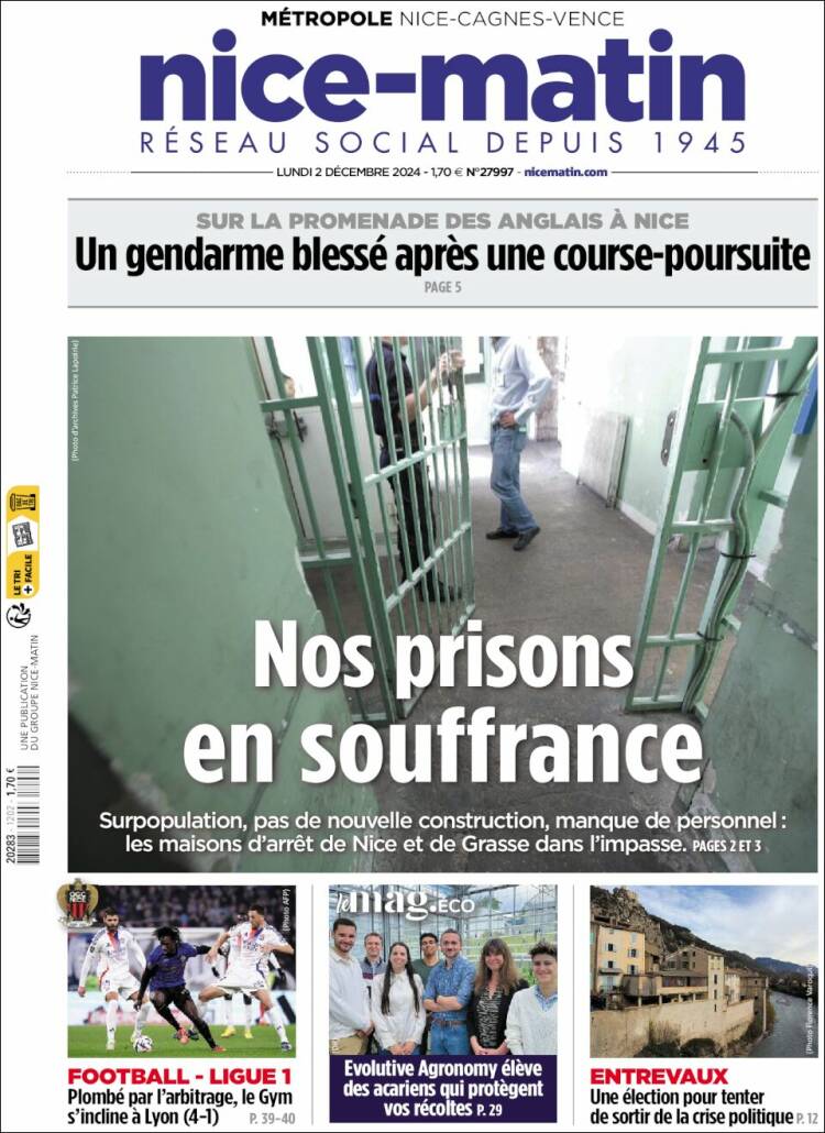 Portada de Nice-Matin (Francia)